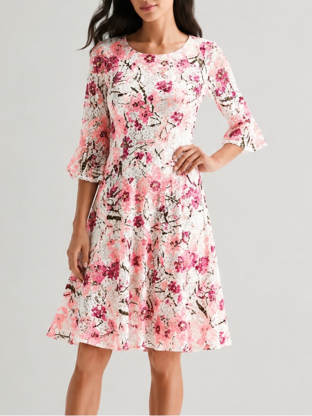 Rabbit Rabbit Rabbit Floral Lace Fit Flare Dress Blush Pink Size 12 NWT